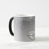 Silver Glitter Drip Coffee Mok (Voorkant links)
