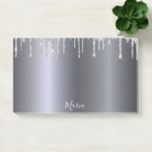 Silver glitter drip naam script post-it® notes (Kantoor)
