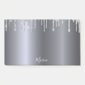 Silver glitter drip naam script post-it® notes (Voorkant)