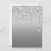 Silver Glitter Drip Trendy Elegant Modern Wedding Kaart (Achterkant)