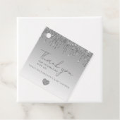 Silver Glitter Drips Baby shower Dank u Label (In situ)