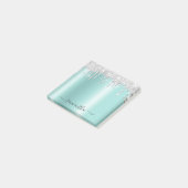 Silver Glitter Drips Light Teal Shimmer Post-it® Notes (Schuin)