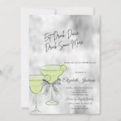 Silver Glitter Drips Martini Bow Vrijgezellenfeest Kaart (Voorkant)