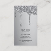 Silver Glitter Drips Metallic Shine Make-up Artist Visitekaartje (Voorkant)
