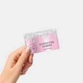 Silver Glitter Drips Pink Shimmer Badge (Handheld)