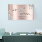 Silver Glitter Drips Roos Gold 50e verjaardag Spandoek (Beurs)