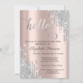 Silver Glitter Drips Roos Gold 75th Birthday Kaart (Voorkant)