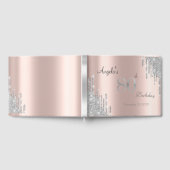 Silver Glitter Drips Roos Gold 80th Gastenboek (Volledig)