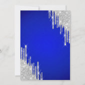 Silver Glitter Drips Royal Blue 20th Birthday  Kaart (Achterkant)