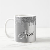 Silver Glitter Drivers Name Persoonlijk Monogram Koffiemok (Links)