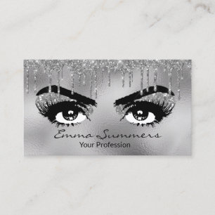 Silver Glitter druist Eyebrow Eyelash Makeup Eyes Visitekaartje