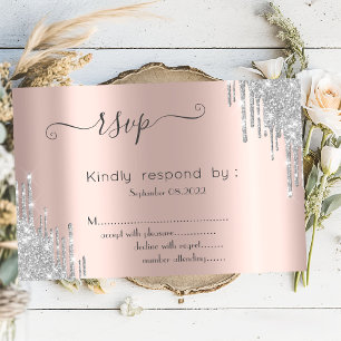 Silver Glitter druist tegen Mitzvah RSVP Kaart