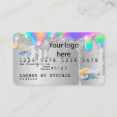 Silver glitter druppels Credit Kaart hologram add  Visitekaartje (Voorkant)