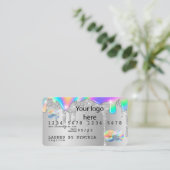 Silver glitter druppels Credit Kaart hologram add  Visitekaartje (Staand voorkant)