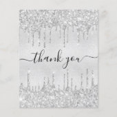 Silver glitter druppelt budget dank u kaart (Voorkant)