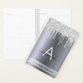 Silver glitter druppelt monogram afspraken af planner (Display)