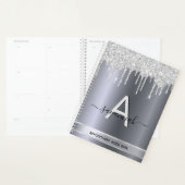 Silver glitter druppelt monogram afspraken af planner (Display)