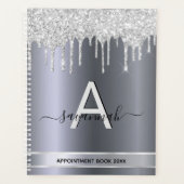Silver glitter druppelt monogram afspraken af planner (Voorkant)
