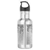 Silver glitter druppelt monogram naam waterfles  (Achterkant)