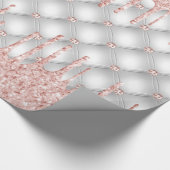Silver glitter druppelt roos gouden roze luxe cadeaupapier (Hoek)