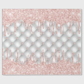 Silver glitter druppelt roos gouden roze luxe cadeaupapier (Vlak)