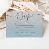 Silver glitter dusty blue script chic rsvp