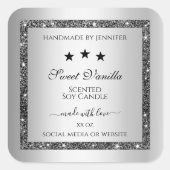 Silver Glitter Effect Product Verpakkingslabels Vierkante Sticker (Voorkant)