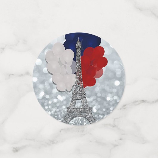 Silver Glitter Eiffel Tower Red White! Confetti (Kleine voorkant)