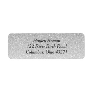 Silver Glitter Eigen adres Etiket