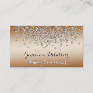 Silver Glitter Elegant Bronze Event Planner Visitekaartje