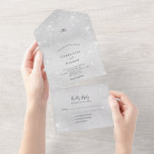 Silver glitter elegant bruiloft rsvp all in one uitnodiging (Afscheurbaar)