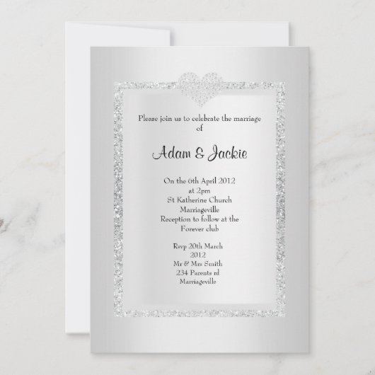 Silver Glitter ELEGANT CLASSY WEDDING Kaart (Voorkant)