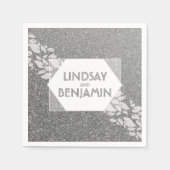 Silver Glitter Elegant Glam Wedding Servetten (Voorkant)