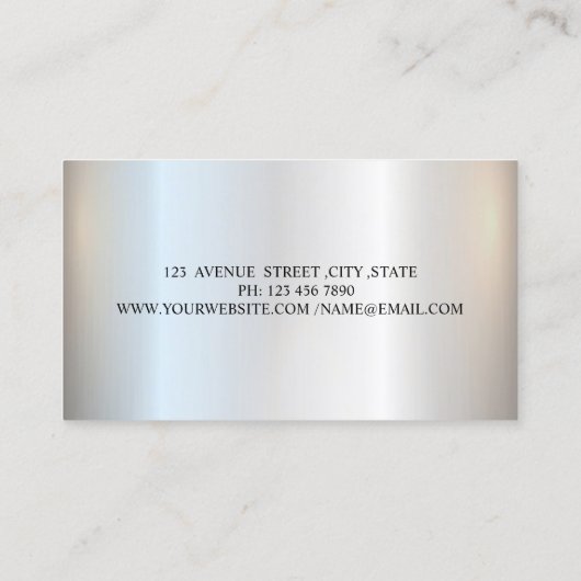 Silver Glitter Elegant Professional Visitekaartje (Achterkant)