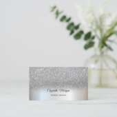 Silver Glitter Elegant Professional Visitekaartje (Staand voorkant)