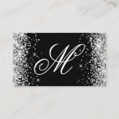 Silver Glitter en Black Fancy Monogrammed Visitekaartje (Voorkant)