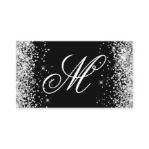 Silver Glitter en Black Fancy Monogrammed