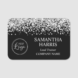 Silver Glitter en Black Logo Company Naamplaatje