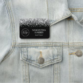 Silver Glitter en Black Logo Naamplaatje (In situ)