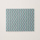 Silver Glitter en Blauwgroen ZigZag Legpuzzel (Horizontaal)