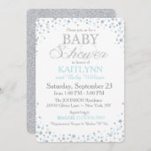 Silver Glitter en Blue Sprinkle Baby shower Kaart (Voorkant / Achterkant)
