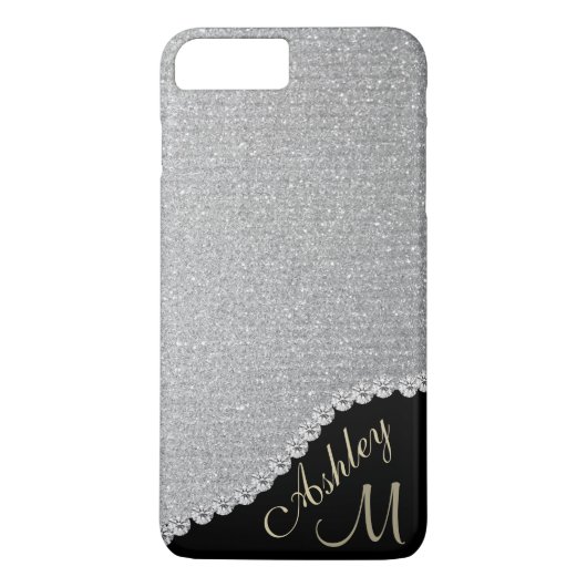Silver Glitter en Diamond Watch Monogram Case-Mate iPhone Case (Achterkant)