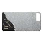Silver Glitter en Diamond Watch Monogram Case-Mate iPhone Case (Achterkant (Horizontaal))