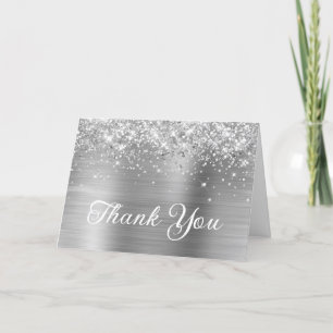 Silver Glitter en Folie 50th Birthday Bedankkaart
