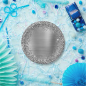 Silver Glitter en Folie Girly Glam Papieren Bordje (Feest)