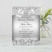 Silver Glitter en Jewel Bow Quinceanera Kaart (Staand voorkant)