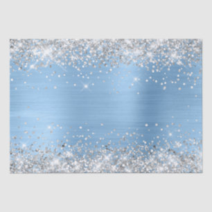 Silver Glitter en Light Blue Ombre Folie Tissuepapier
