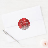 Silver Glitter en Red Folie 50th Birthday Ronde Sticker (Envelop)