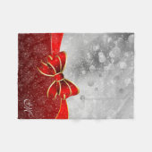 Silver Glitter en Red Kerstmis Sparkles Bow Fleece Deken (Voorkant (Horizontaal))