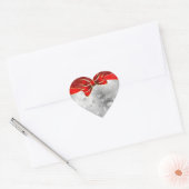 Silver Glitter en Red Kerstmis Sparkles Bow Hart Sticker (Envelop)